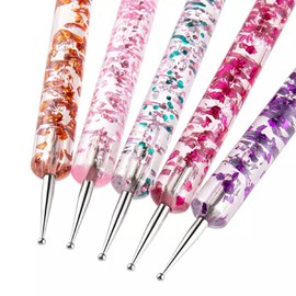 5pcs Nail Art Pen Dot Drill Pen Nail Art Pen Rhinestone Dot Drill Pen Dot Color Pen Nail Art Design Indent Pen Double Head Nail Art Tools Nail Art Supplies (Set of 5 Design Pens)
