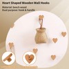 MOROBOR 6PS Heart Shaped Wooden Knobs Single Hole Beech Wood