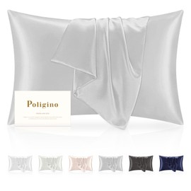 Silk Pillowcase 100% Silk 50 x 80 cm, Super Soft Silk Pillowcase 22 Momme, Low Allergy Pillowcases to Protect Hair and Skin, 1 Piece Breathable Cushion Cover, Silver