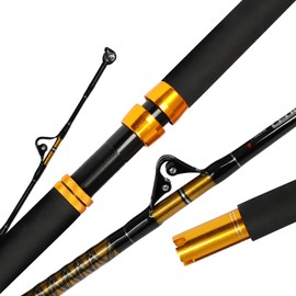 Fiblink 1-Piece Saltwater Offshore Heavy Trolling Rod Big Game Roller Rod Conventional Boat Fishing Pole (5 Feet 6 Inch, 30-50 lb/50-80 lb/80-120 lb) (2-Piece, 5 Feet 6 Inch)