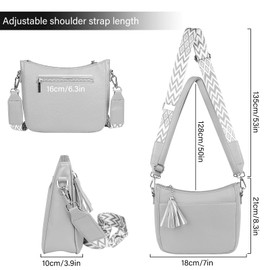 TaoQ C Shoulder Bag for Women Large Leather Shoulder Bag for Women Girls Daily Use, gray