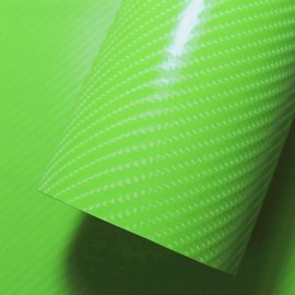 IlMondoMall Carbon Sheet 4D Carbon Style Car Wrapping Sheet Cutting Sheet (Lime Green, 59.8 x 13.8 inches (152 x 35 cm))