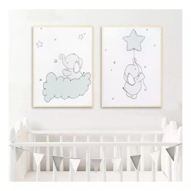 DaraBaby Kit De 3 Lienzos Decorativos Habitación De Bebés Y Niños.