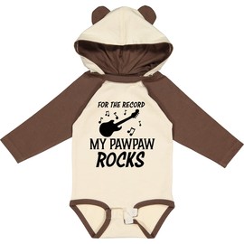 inktastic for the Record My Pawpaw Rocks Long Sleeve Creeper 18 Months Natural & Brown W Ears 45964