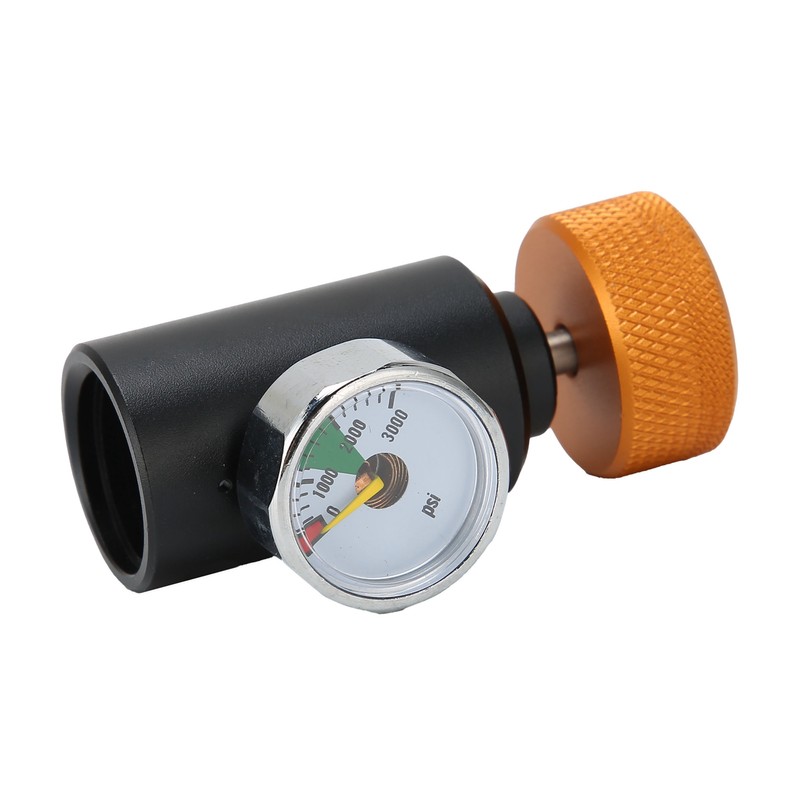 CO2 Refill Adapter Connector Valve ASA with 3000psi Pressure Gauge