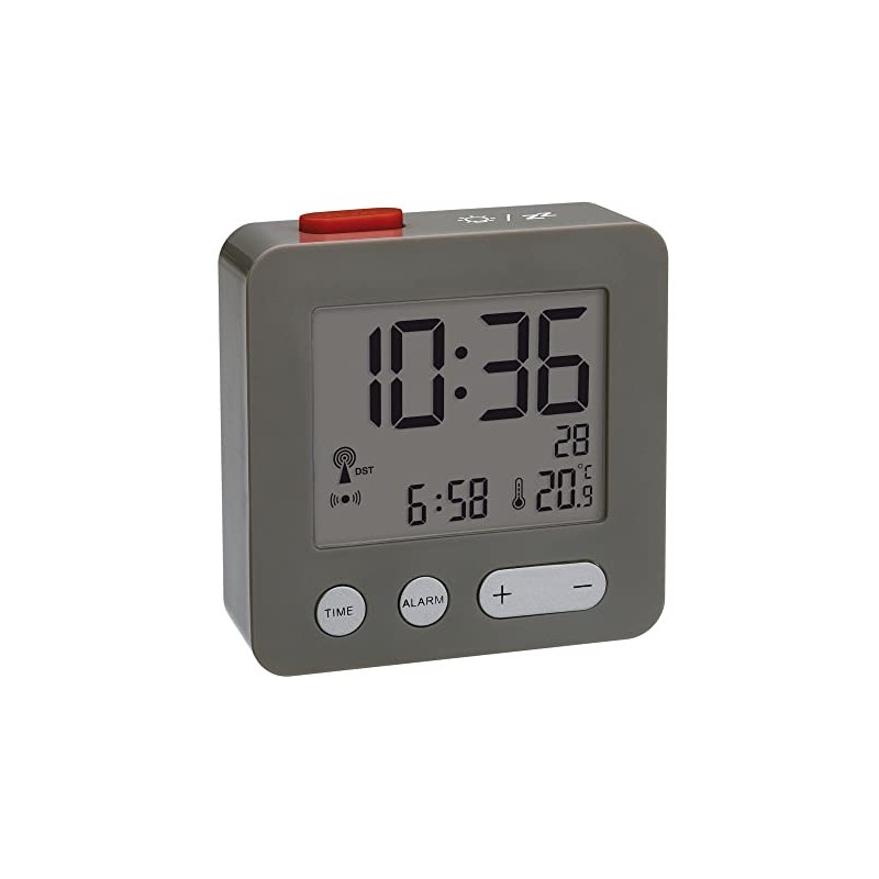 TFA Dostmann 60.2545 Digital Radio-Controlled Alarm Clock with Indoor Temperature