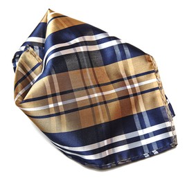 Navy Brown White Plaid Design Men's Hankerchief Pocket Square Hanky