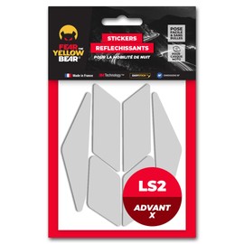 Fear The Yellow Bear© Easy Replica LS2 Advant X™ Kit 6 REPOSITIONABLE Reflective Stickers for Motorcycle Helmets, 3M™ Technology (White)