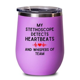 Nurse Director Pink Edition Wine Tumbler 12oz - My stethoscope detects - Ambulance Technician Medical Team Appreciation for Nurse Hospital Workers