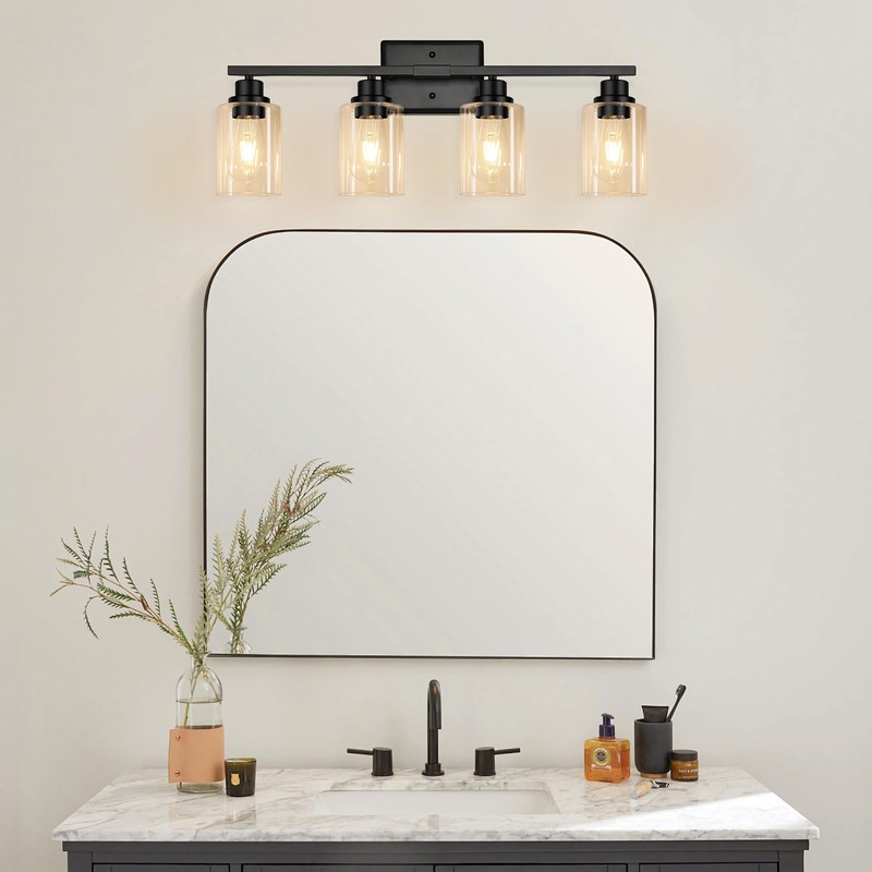 Unicozin Modern Bathroom Light Fixtures, 4 Light Vanity Lights over