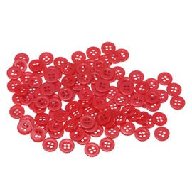 sourcing map 100pcs 18L Sewing Buttons 15/32"(11.5mm) Resin Round Flat 4-Hole Craft Replacement Buttons for Coats Sewing Clothing and DIY, Red