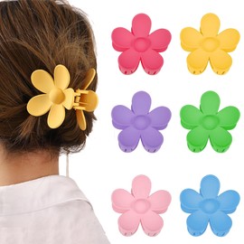 ZoneYan Large Claw Hair Clips, Pack of 6 Matte Flowers Hair Clips for Thick/Thin Hair, Non-Slip Flower Hair Clip, Hawaiian Hair Clips, Flowers for Women and Girls