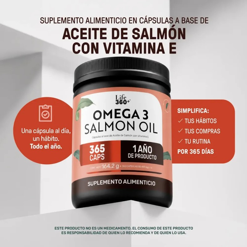 LIFE360+ - Omega 3 Aceite de Salmón y Vitamina E