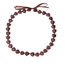 Pingyongchang Graduation Shell Kukui Nut Leis Necklace Chunky Acrylic Hawaiian Leis Necklace with Ribbon Bow High School College Graduation Party Accessories for Women Men Graduation Gift-Brown Heart