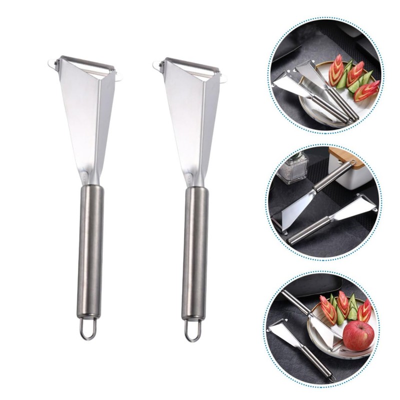 OSALADI Fruit Engraving Blades: 2pcs Stainless Steel V- Shape Fruit