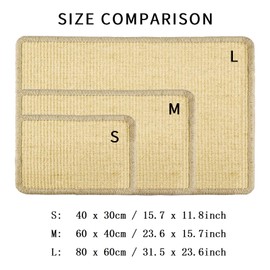 Cat Scratcher Mat for Indoor Cats, Natural Sisal Cat Scratch Blanket with Tapes, Cat Floor Corner Scratching Pad, Cat Furniture Couch Carpets Protector (S (15.7 x 11.8 Inch) / 2 Pack)