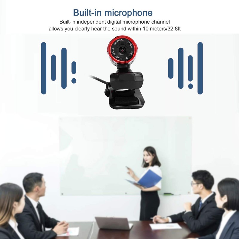 Computer Camera, Desktop Webcam with Microphone, Head 360 Degree Rotation,