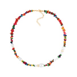 OJERRY Y2K Kawaii Preppy Tropical Aesthetic Faux Imitation Pearl Shell Beaded Choker Cool Pendant Summer Beach Necklaces Jewelry Accessories Coolest Gifts for Women Her Trendy Stuff In Their 20s