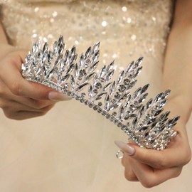 Rannyrena Crystal Bride Wedding Tiara Crown for Women Elegant Royal Queen Crown Headband Glitter Crystal Princess Headpieces for Quinceanera Pageant Prom Birthday