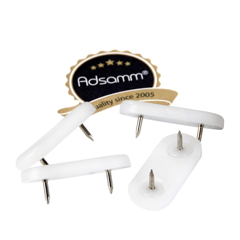 Adsamm® 4 x Plastic Gliders with 2 Nails / White