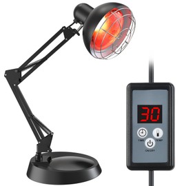 Infrared Light Heat Lamp, Near Red Light Therapy for Body Muscle Joint Pain Relieve 150W Bulb with Adjustable Stand, Timer