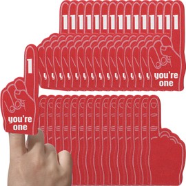 ZCYSRLQIN 24 Pcs Mini Foam Fingers Sports Fan Foam Finger Foam Hand Foam Finger #1 for Sporting Events Games Birthday Party Supplies Sport Events Baseball Basketball Soccer Team Gifts (Red)
