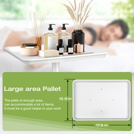 Chetunju White Rolling Salon Tray Cart With Wheels - Adjustable Color Tray for Minimalist Environment - Suitable for Medical, Dental, and Tattoo Use