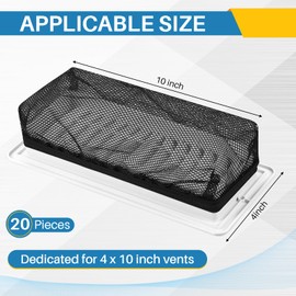 Zonon 20 Pcs Floor Register Trap 4 x 10 Inch Floor Vents Hoods Vent Screen Mesh Floor Vent Filters Screen Vent Mesh Net Trap for Home Air Ventilation Wall Ceiling Household Duct, Black
