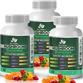 Gomitas de Champiñones Gomitas de Melena de Leones para Adultos con 10 Mezcla de Hongos Complejo Reishi, Chaga,                                       
