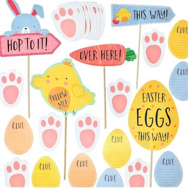 YLAB - Easter Egg Hunt Kit - Signs, Bunny Feet and Clues