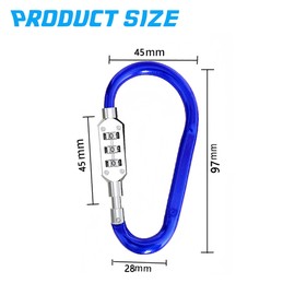 MyyYiTar Large 3.8 inch Carabiner with Built-in 3-Digit Combination Lock – Durable Aluminum Alloy, Keyless Security for Everyday Use（Navy Blue）
