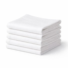 3Cube 100% Cotton Tea Towels (Pack of 5) – 220 GSM White Cleaning Cloths,Ultra Absorbent, Durable & Machine Washable. Lint Free Glass Polishing Cloths – Professional Kitchen & Catering Use.