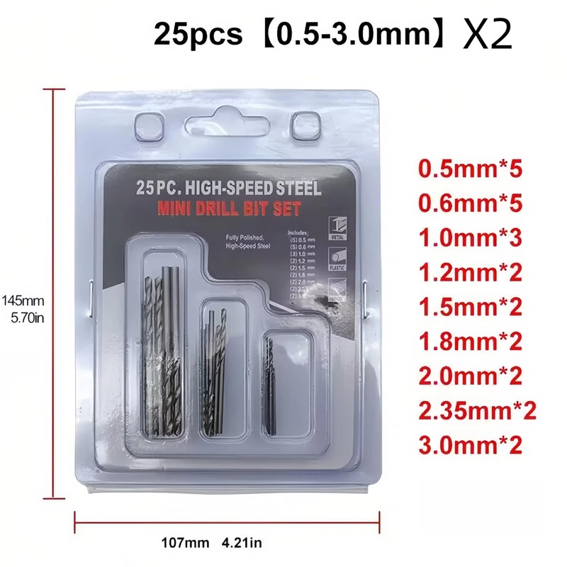 51Pcs Hand Drill Bit Set, 0.5-3.0mm Precision Pin Vise Drill,