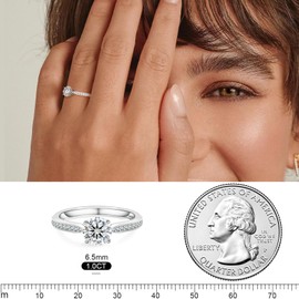 KRKC Moissanite Ring, Engagement Ring for Women, 1CT/1.5CT/2CT Lab Created Diamond D Color VVS1 Clarity, 925 Sterling Silver White Gold Plated Wedding Rings, Promise Rings for Wedding, Promise, Anniversary and Bridal