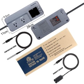 Inkbird Temperature and Humidity Controller ITC-608T Pre-Wired Dual Stage Thermostat 120VAC 15A 1800W ETL Listed Mushroom Greenhouse Homebrew