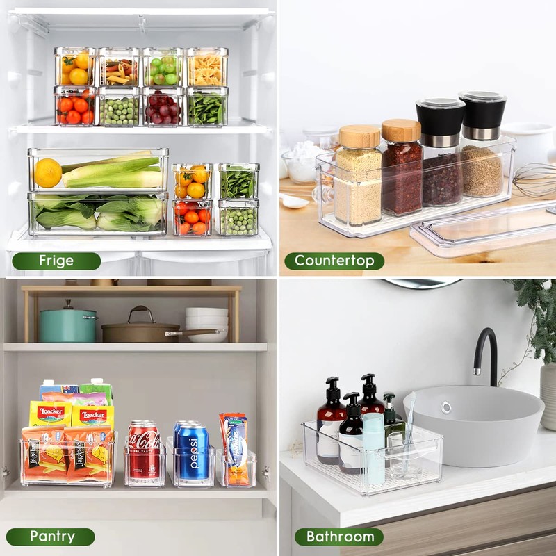 ZIJUND 14 Pack Fridge Organizer, Stackable Refrigerator Organizer Bins with