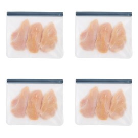 OGGI Reusable Food Storage Bags - Set of 4, 12x10" Large - Ideal Lunch Bags, Freezer Bags, Snack Bags, Storage Bags, Snack Bag for Travel, Ice Bags Reusable - Durable, Food-Grade BPA-Free