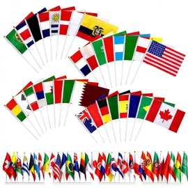32 PCS National Countries Flags World Cup Football 2026 World Cup Fan Merchandise Sports Events Party Decorations Soccer Gifts for Football Match Party Garden Street Decorations