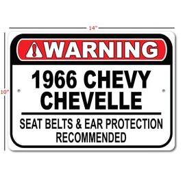 1966 66 Chevy Chevelle Seat Belt Recommended Fast Car Sign, Metal Garage Sign, Wall Decor, GM Car Sign - 10x14 inches