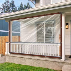 Clear Tarps Heavy Duty Waterproof - 8x10ft-2pcs Clear Plastic Tarp with Grommets Transparent Vinyl Tarp for Porch Patio Enclosure Tarpaulin for Outdoor Furniture Window Cover