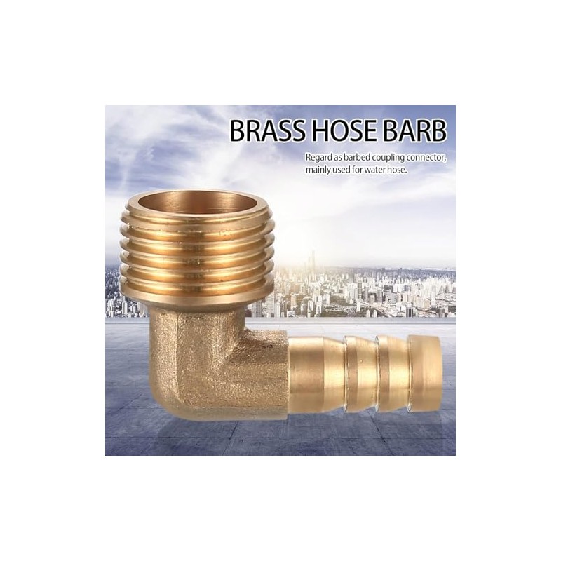 TA-VIGOR 2Pcs Brass Barb Hose Fitting, 90 Degree Elbow 12mm