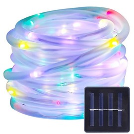 BXROIU BXROIU Solar Rope Lights 100 LEDs String Lights Starry Fairy Lights,33 ft/10meter Waterproof Outdoor Tube for Patio, Garden, Party(Multicolor)