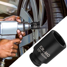 36MM Socket Socket 1/2 Inch Drive 6 Point Extra Deep Black CR-MO Axle Nut Socket Easy Removal of Axle Shaft Nuts Axle Hub Nut Socket Car Accessories(36MM)