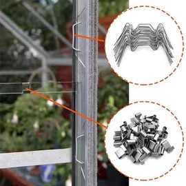 nanologi Pack of 200 Greenhouse Clips, [100 Pieces Greenhouse Clips and 100 Pieces Z Clip] Rustproof Stainless Steel Clamps for Greenhouse 1.6 mm Thick Rustproof Stainless Steel Glass Clamps
