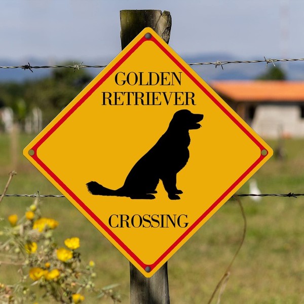 Caution Golden Retriever Xing Retro Aluminum Metal Signs Golden Retriever