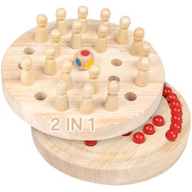 Anstore Wooden Memory Chess, Double-Sided Color Memory Chess, Kids Wooden Memory Match Stick Chess with Storage Bag