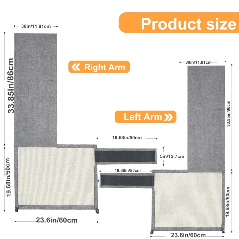 Uross Cat Couch Protector, Natural Sisal Scratch Guards for Cats