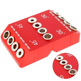 Angled Drilling Jig 30 45 90 Degree Aluminum Alloy Drill Guide Portable High Precision Angle Straight Hole Drilling Template Block Woodworking Tool for Railing Deck Stair Handrail (gules)