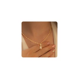 TINGN Gold Necklace with Letters for Women Girls - 14 Carat Gold Plated Twisted Curb Chain Zircon Letters A-Z Pendant Chain Gold Necklace Name Chain Jewellery for Women Girls Gifts