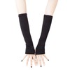JISEN Women Punk Winter Arm Warmer Knitted Stretchy Soft Fingerless